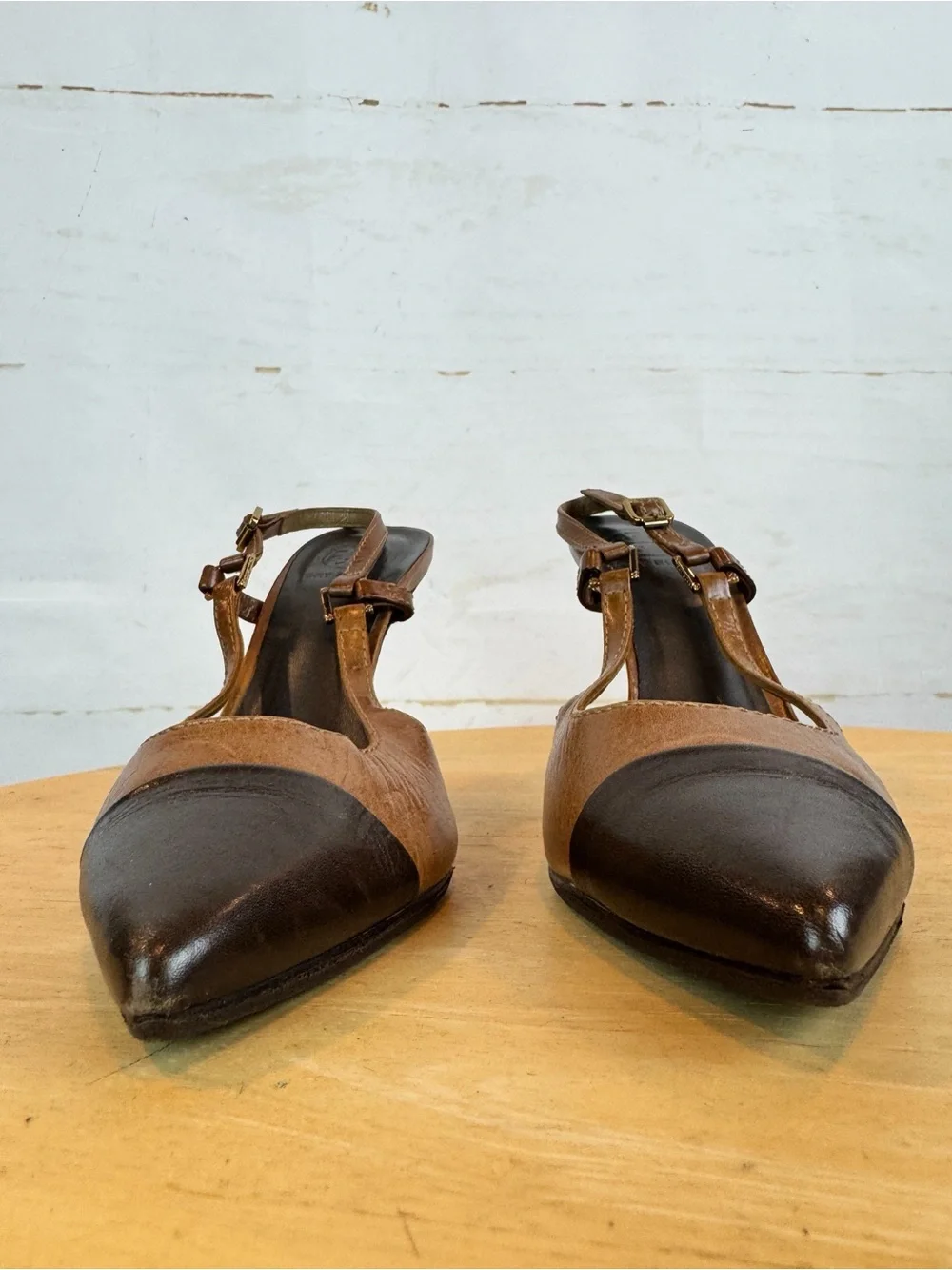 Tory Burch | Brown Two-Tone Slingback Kitten Heel, 7.5